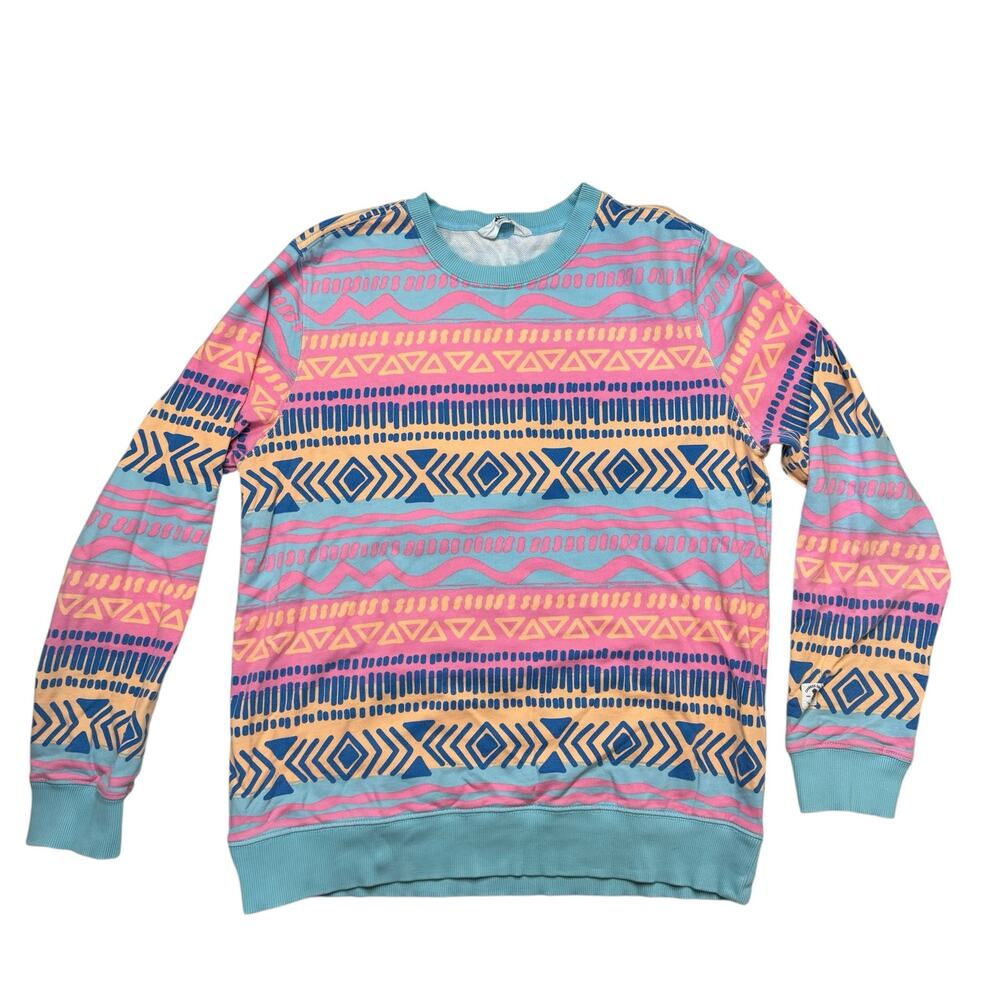 chubbies Aztec Crewneck Sweatshirt in Teal, Pink & Yellow
